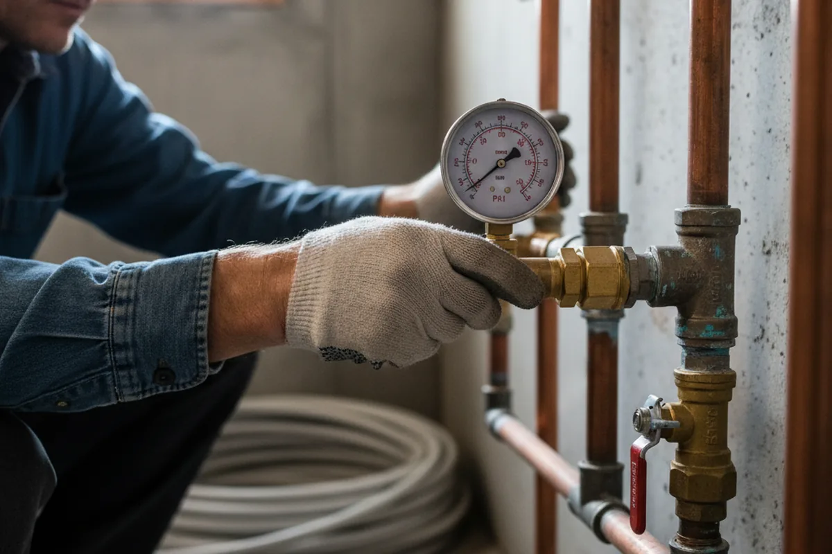 Pressure testing a repaired line during Water Line Repair in North Billerica